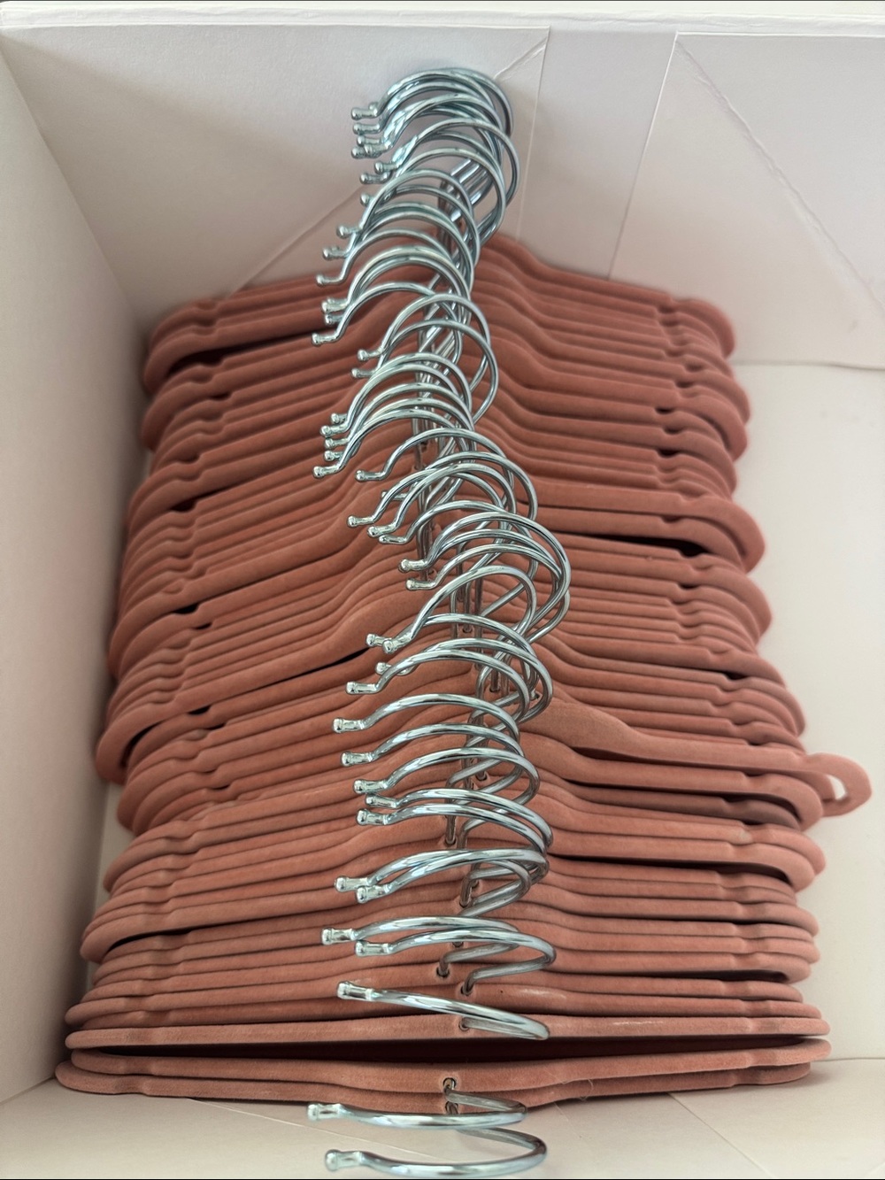 Set of Dusty Rose Velvet Slim Baby Clothes Hangers with Chrome Hooks
